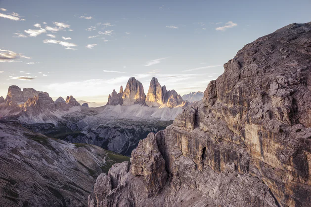 Vista sulle Tre Cime nel Patrimonio mondiale del UNESCO Dolomiti
