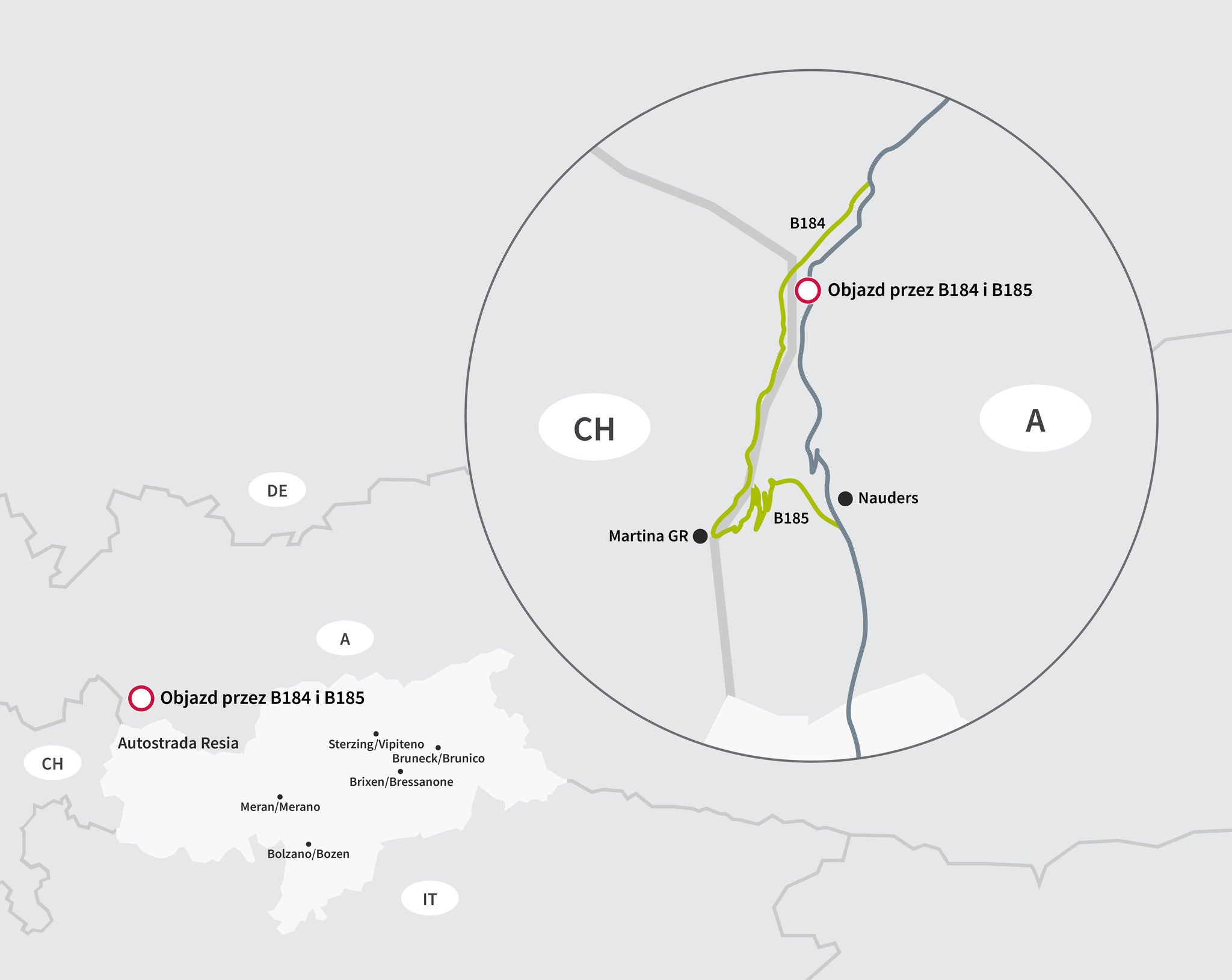 Droga przez przełęcz Reschenpass/Passo Resia