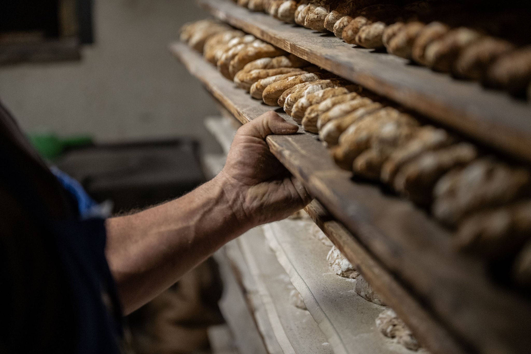 Frisch gebackenes Brot auf einem Holzbrett