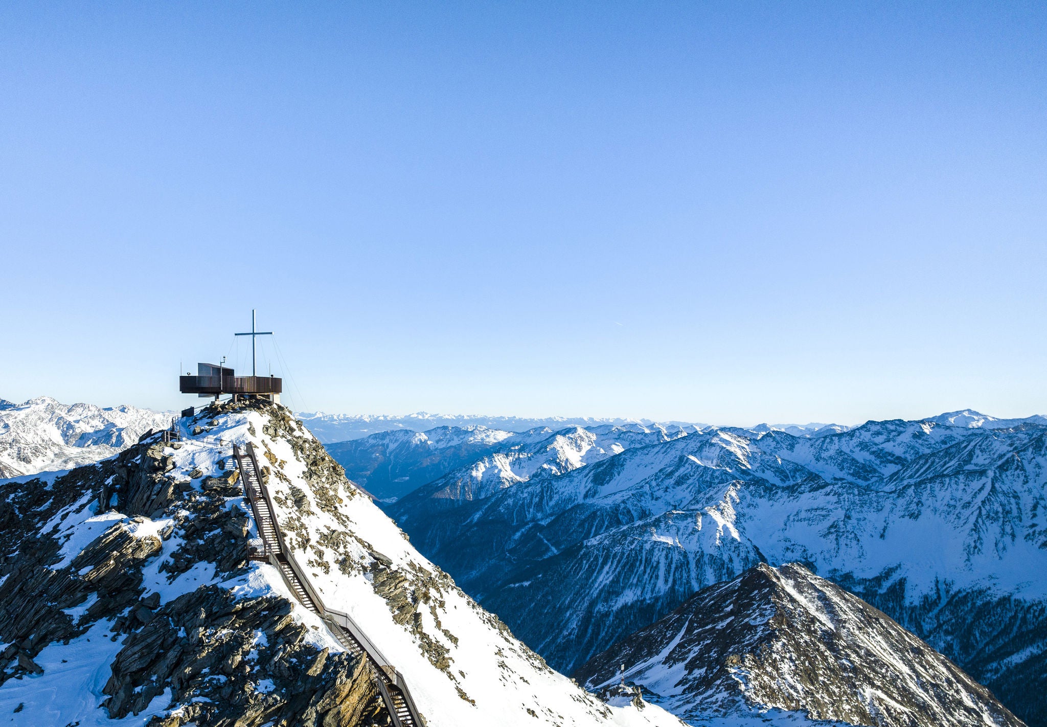 Aussichtsplattform Alpin Arena Schnals im Winter