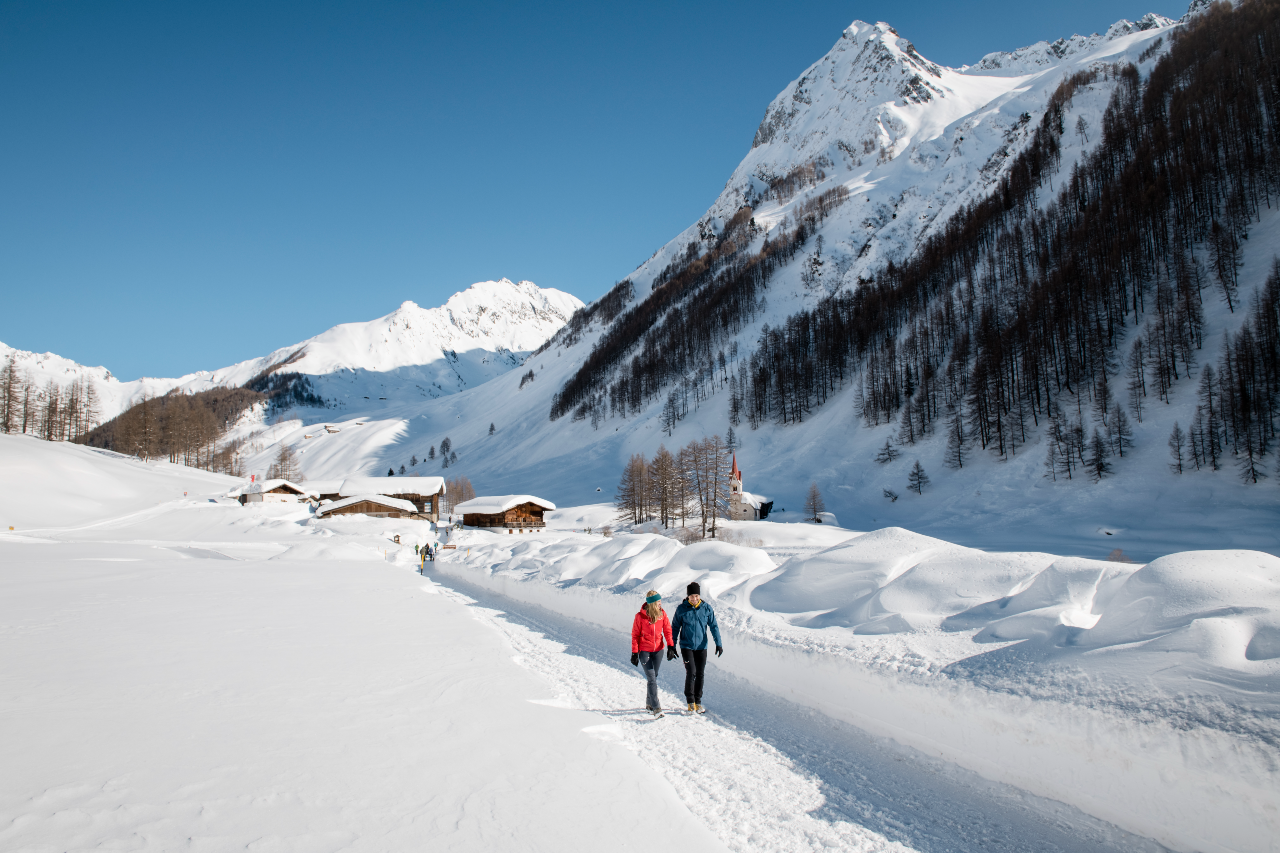 Zimní turistika v údolí Ahrntal