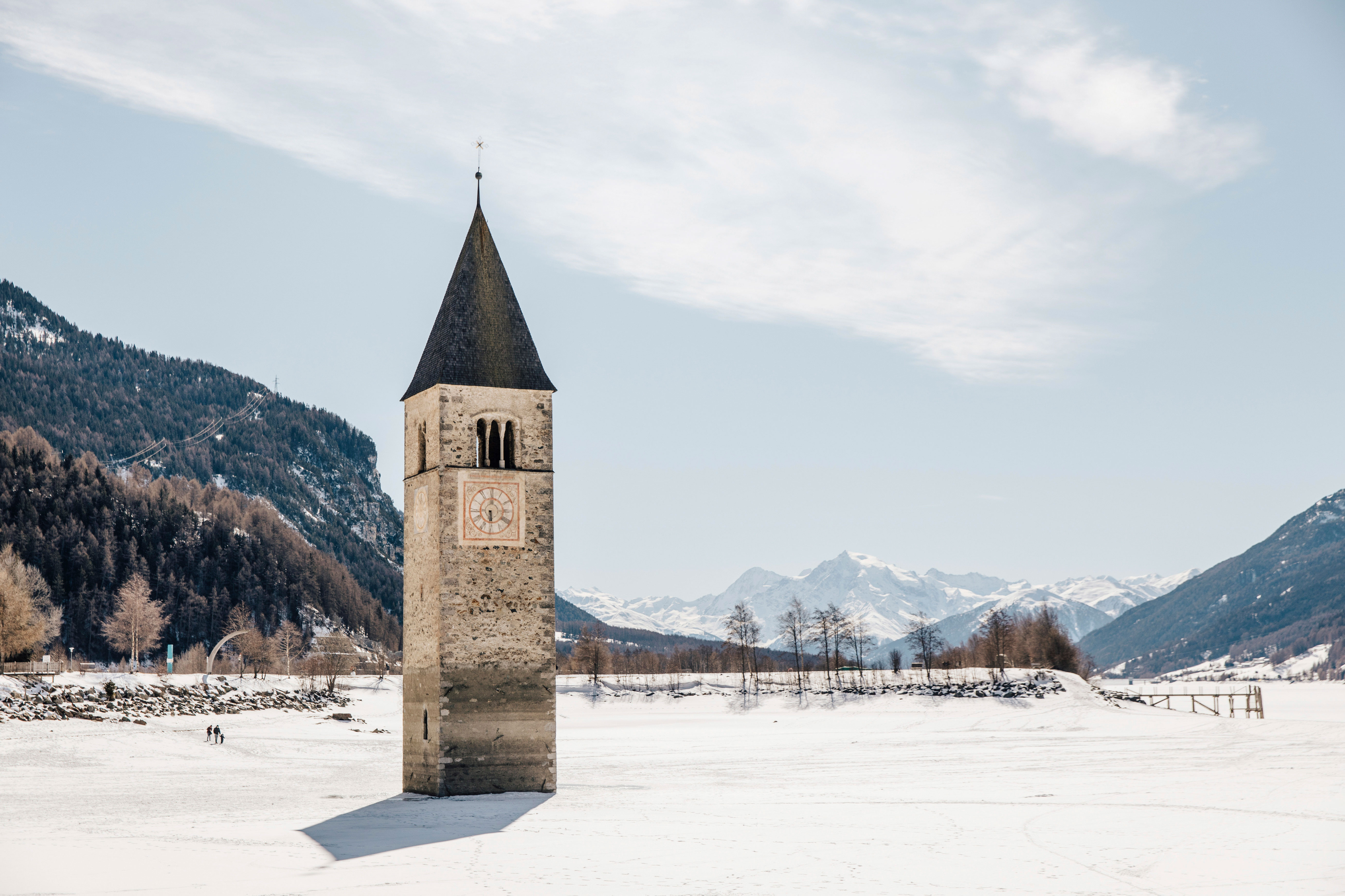 Church tower in Lake Reschen